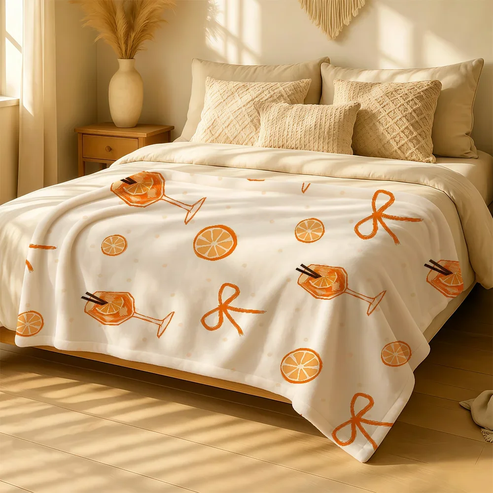 Cute Orange Cocktail Pattern Baby Nursery Blanket Swaddle Crib Bedding Gift for Newborn Baby Shower
