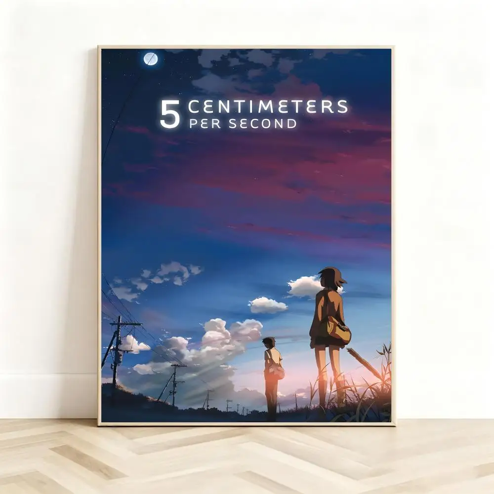 Melancholic Anime 5-5 Centimeters Per Second Poster Classic Self-Adhesive PP Wall Sticker for Living Room Bar Decor Gift