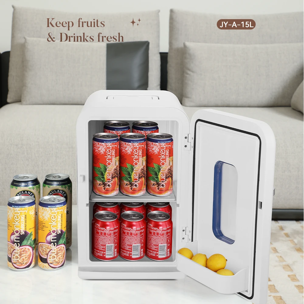 15L Portable Fridge ABS PU Foam Dual Temperature Silent Cooler Warmer for Car Home Office Bedroom for Beer Food Medicines