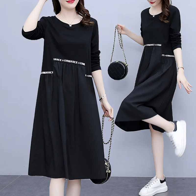 

Fashion Long Sleeve Dress 2023 Spring Autumn New South Korean Loose Large Size Dress jp720