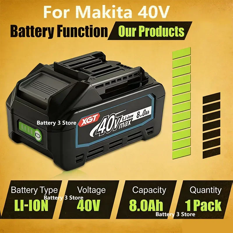 

for Makata 40V Max XGT battery 8Ah rechargeable lithium-ion battery suitable and 40V BL4025, BL4040, BL4050 power tool batteries