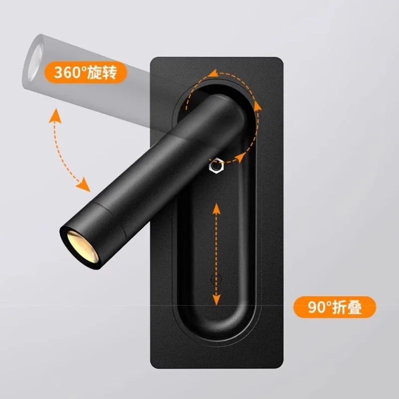 Rotating Bedside Reading Decorative Wall Light for Hotel Guest Rooms and Home Offices