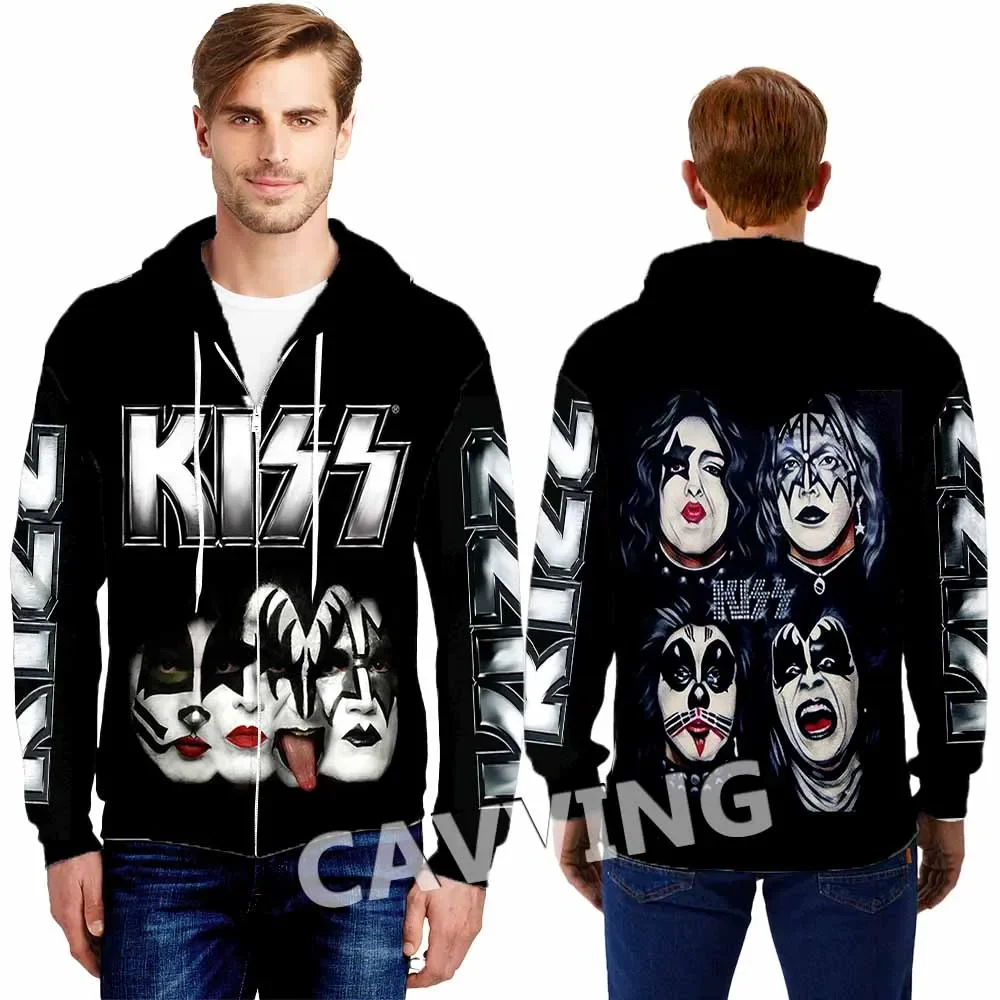 New Fashion 3D Print  KISS BAND  Zipper Hoodies Zip Up Hooded Sweatshirts Harajuku Hoodies Hip Hop Sweatshirts  KK2