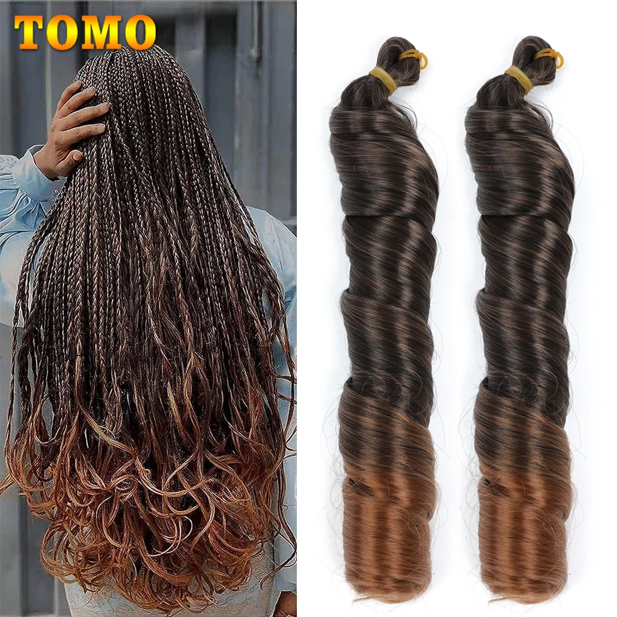 TOMO French Curly Braiding Hair 22 Inch Bouncy Wave Curly Crochet Hair Pre Stretched  Synthetic Braiding Hair Extensions Brown