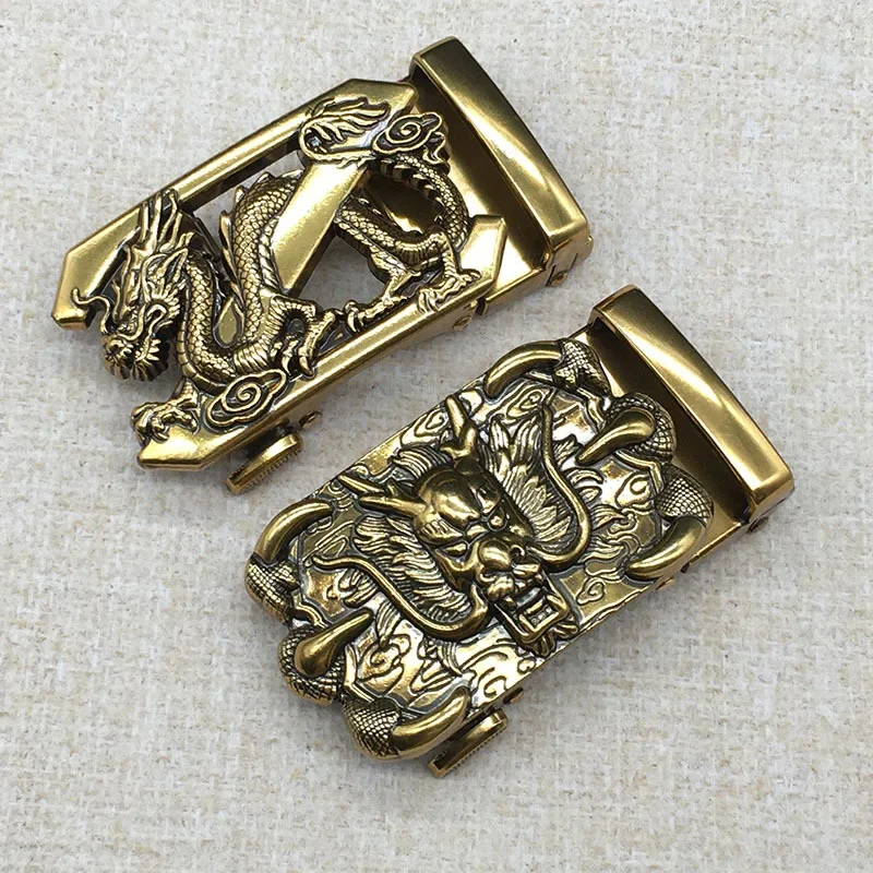 Vintage Animal Imitation Copper Men's Belt Buckle Alloy Gold Automatic Buckle Head High-grade Fashion Style view 3