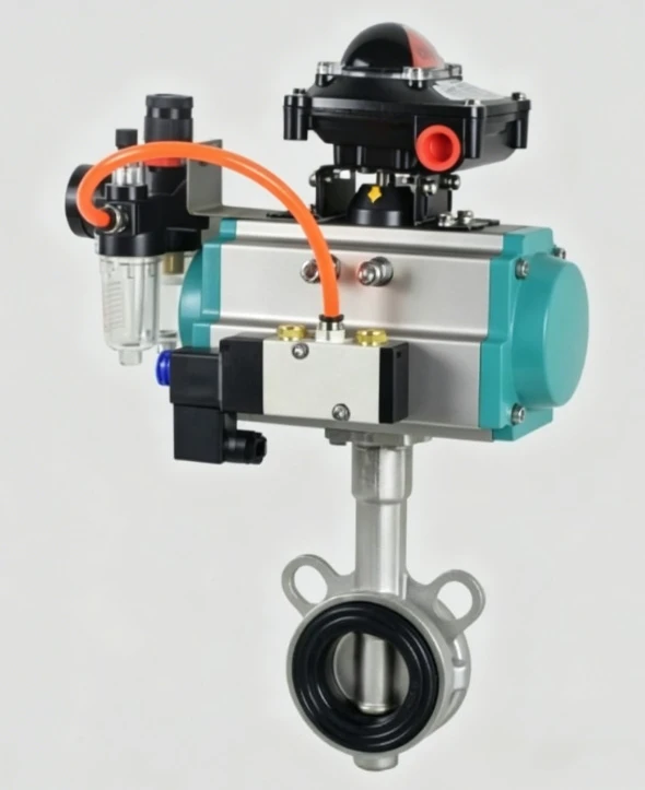 Pneumatic Clamp Soft Seal All Stainless Steel Butterfly Valve Rubber Seal 80 Degree