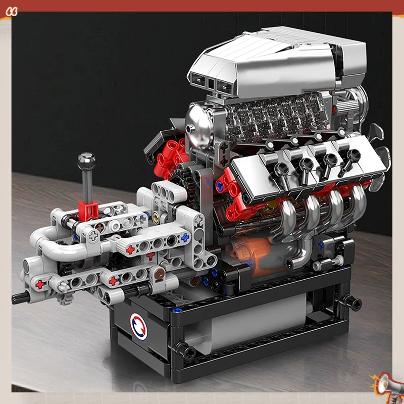 

Mould King 10225 Technical Engine Toys The Motorized V8 Car Engine Building Block Assembly Engine Brick Set Kids Christmas Gift