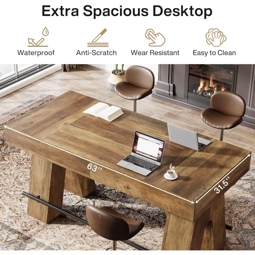 طاولة بار Tribesigns، طاولة حانة بارتفاع 63 بوصة، طاولة ارتفاع مضادة مع مسند قدم معدني، عداد طعام مستطيل عالي الجودة #6