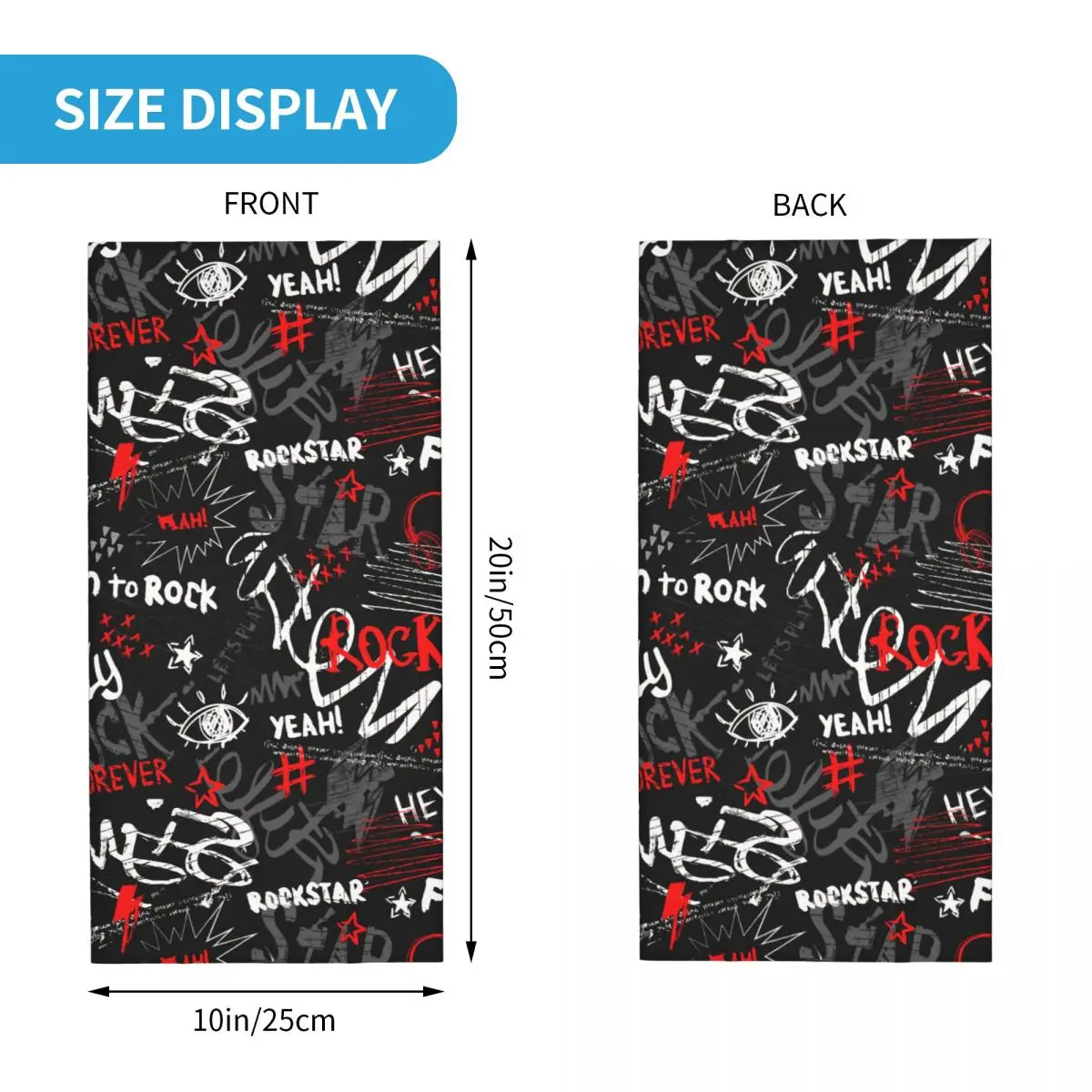 Headphones Spray Paint Words Rock Graffiti Art Pattern Bandana Neck Cover Motocross Wrap Scarf Running Unisex Adult Winter