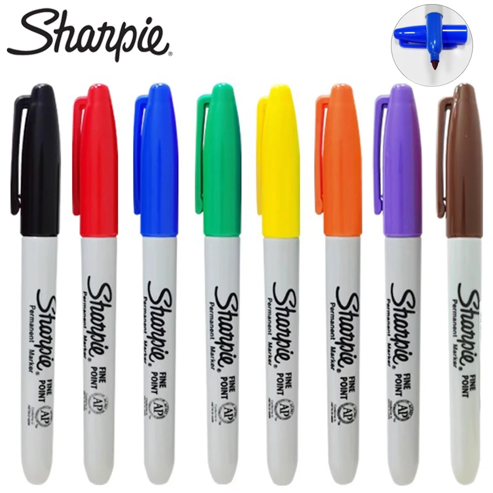 8 Pcs Sharpie Marker Pen Waterproof, Fade Proof, Quick-drying Red 1MM Laboratory Special Industrial Paint Pen Art Stationery