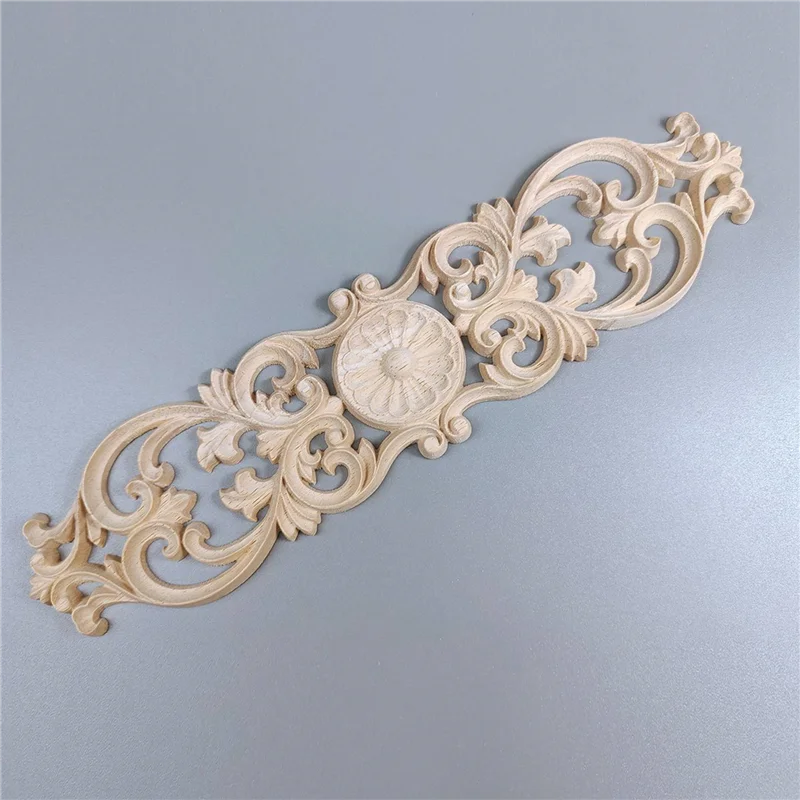 

AB35-8 Pcs 30X7cm Woodcarving Decals Carved Corner Flower Decoration Cabinet Door Bed Decorative Patch Onlay Wood Applique