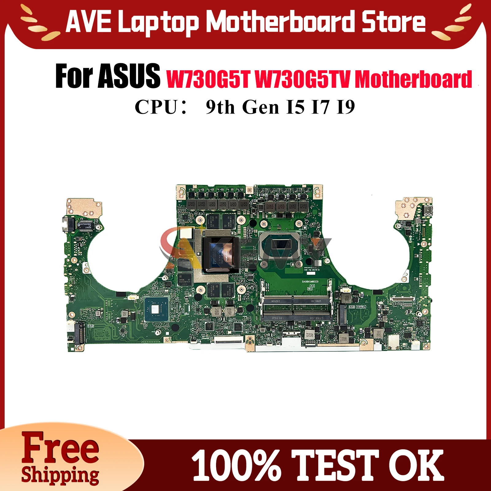 

W730G5T Laptop Motherboard For ASUS ProArt W730G5T W730G5TV W730G Notebook Mainboard With I5 I7 I9 CPU 100% tests OK fast ship