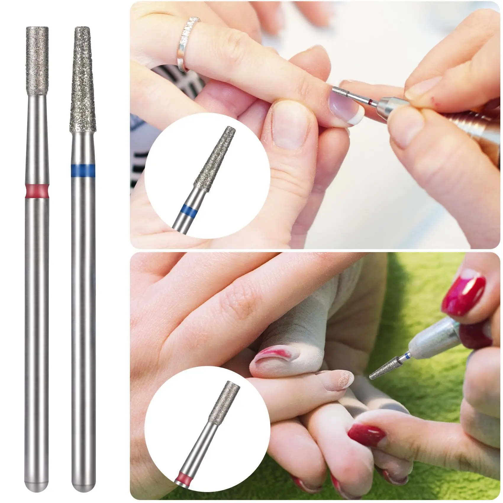 3/32 "punta da trapano per unghie per cuticole argento sicurezza professionale punte per lime diamantate Manicure per detergente per lucidatura delle unghie rimozione della cuticola