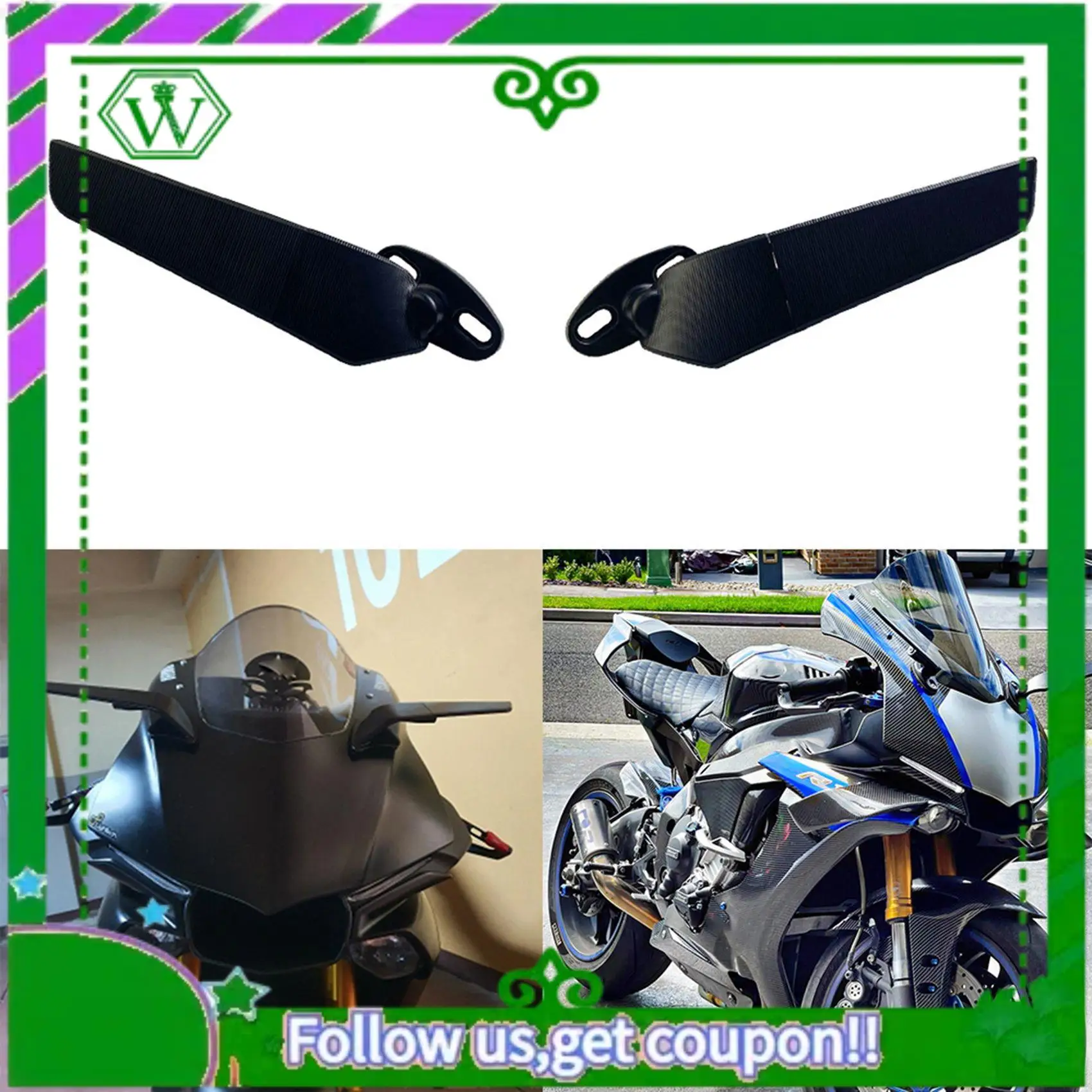 

AC34-Motorcycle Mirrors Modified Wind Wing Adjustable Rotating Rearview Mirror For YAMAHA R15 R25 R3 R1 R1S R6 R6S V2 V3