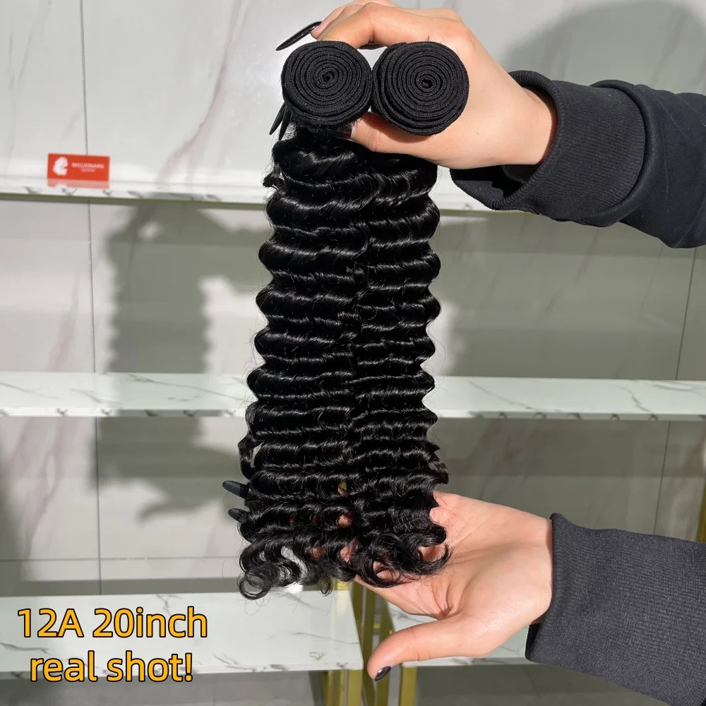 

12A Double Drawn Virgin Deep Weave Bundles Human Hair Raw Vietnamese Hair Weaving 1/2/3/4 Pc 100% Human Hair Millionaire Queen