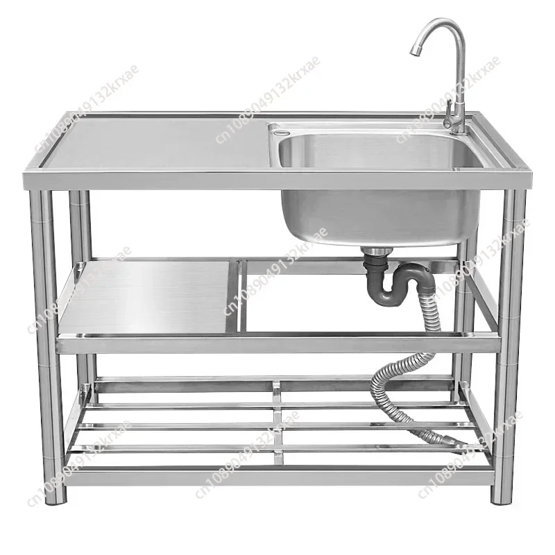 Stainless Steel Sink Large Sink with Bracket, Washing Dishes and Dishes Integrated Countertop Multi-functional Household Kitchen