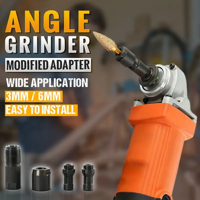 Universal Angle Grinder Modified 6/3mm Adapter To Straight Grinder Chuck For 100-type Angle Grinder M10 Thread Grinding Cutter