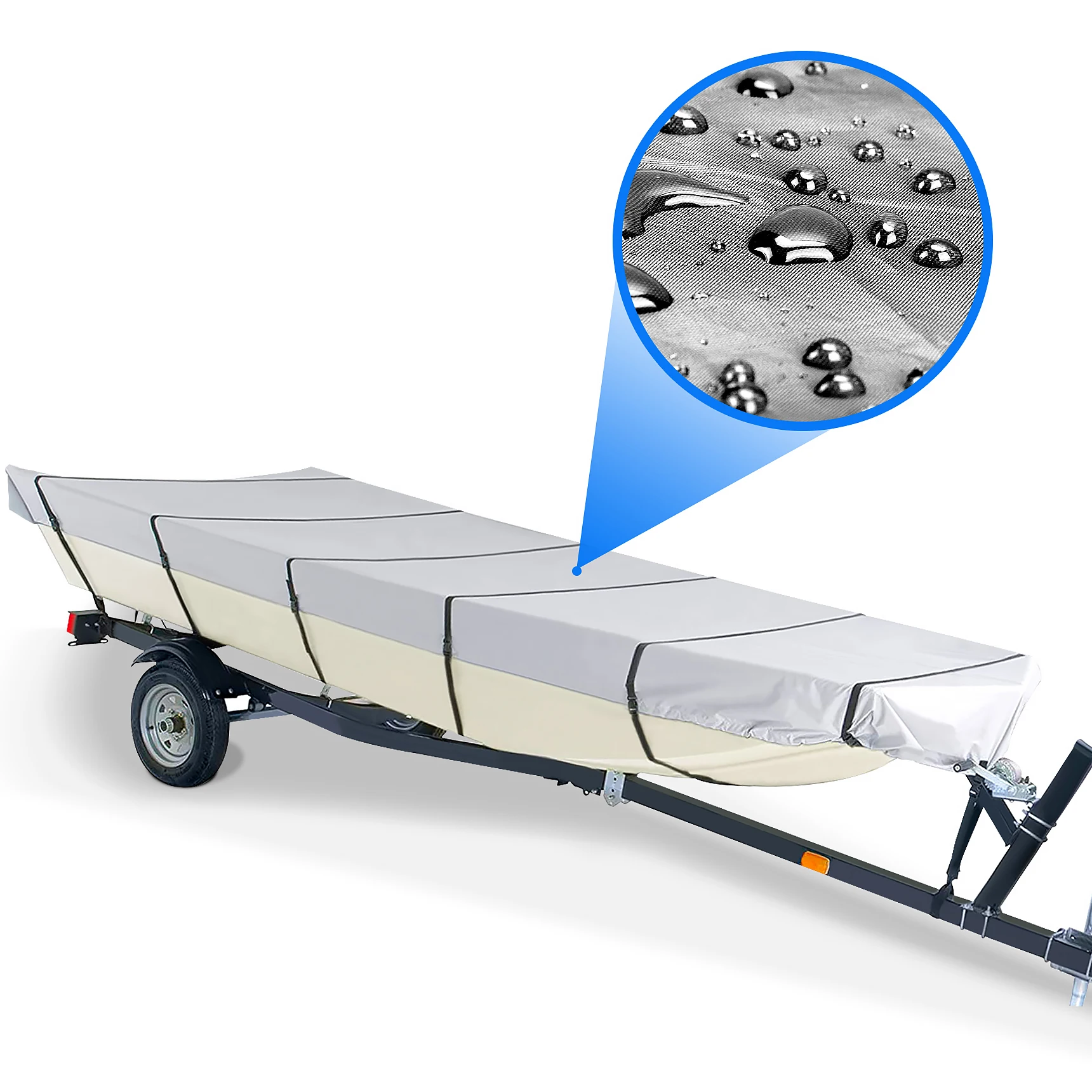 210D Marine Grade Boat Cover- Water Proof Heavy Duty Trailerable Replacement for Jon Boat-Grey