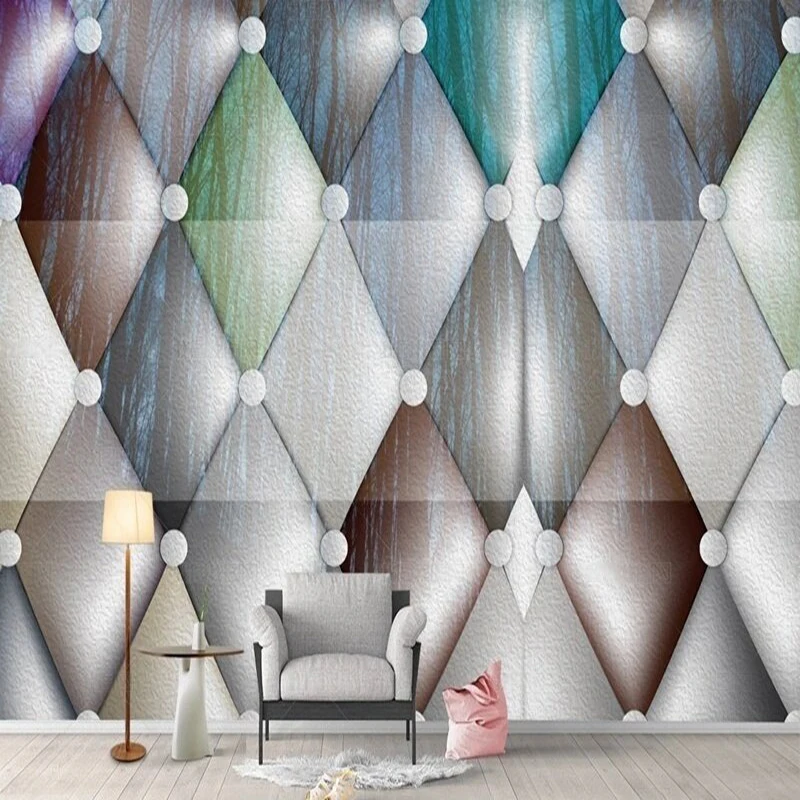 Simple modern geometric landscape simple diamond-shaped TV luxurious home decoration bedroom background wall paper