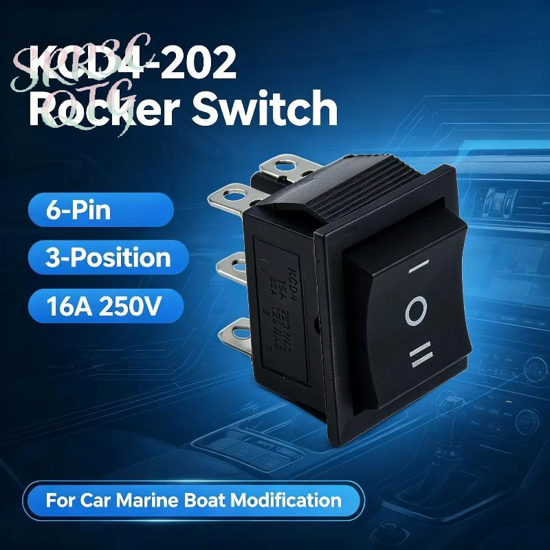 Hot 1Pcs KCD4 Rocker Switch Ship Type Switch Rocker Power Button 4/6PIN Red Light Green Light 31x25mm16A 250v ON-OFF/ON-OFF-ON