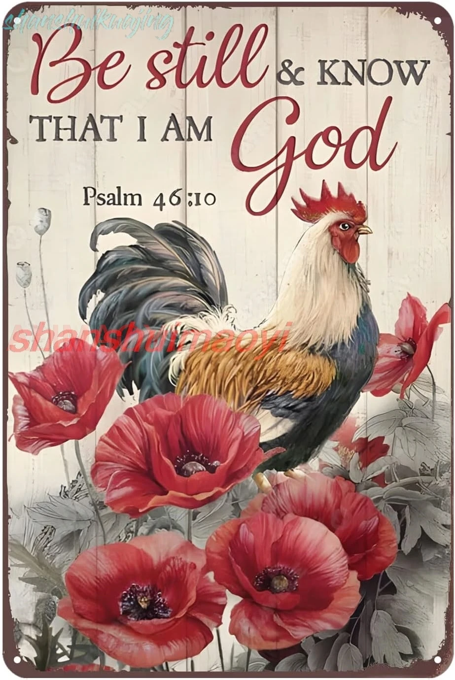 Be Still and Know That I Am God Chicken Metal Tin Sign Vintage Sign Coffee and Bar Wall Art Decor Toilet Bathroom 8X12 Inch sign