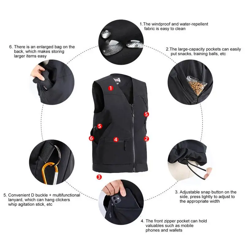 Dog Training Jacket For Handler Windproof Dog Trainer Vest With Multi Pockets Pet Obedience Vest Pet Trainer's Jacket For