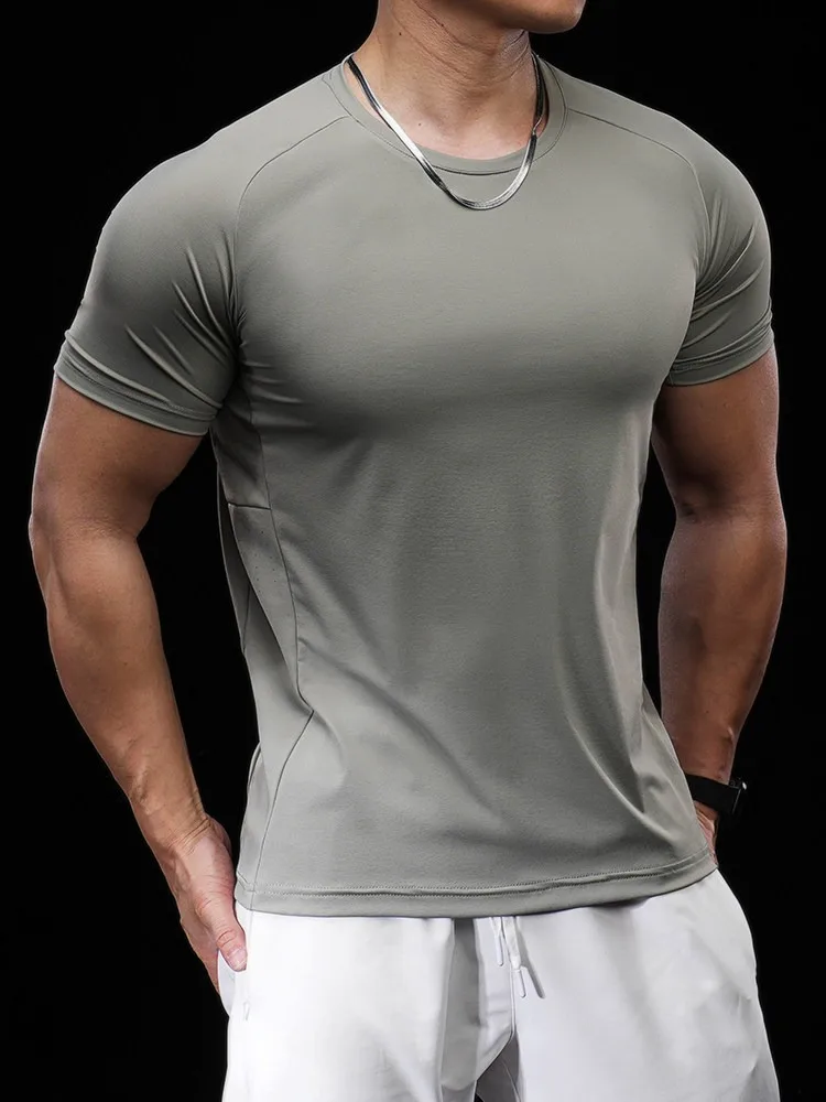 

2026 Men's Light Quick Dry Athletic T-Shirt Breathable Gym Fitness Training Sports Shirt Short Sleeve Slim Fit Running Tee Top