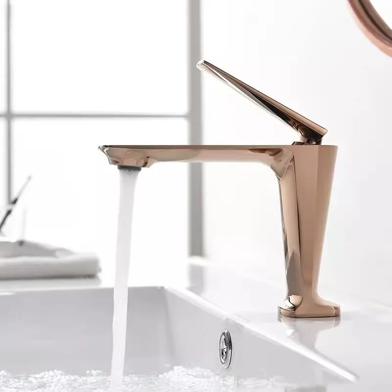 

Tuqiu Brushed Gold Bathroom Faucet Rose Gold Basin Faucet Hot and Cold Black Sink Faucet Deck Mounted Toilet Mixer Water Tap