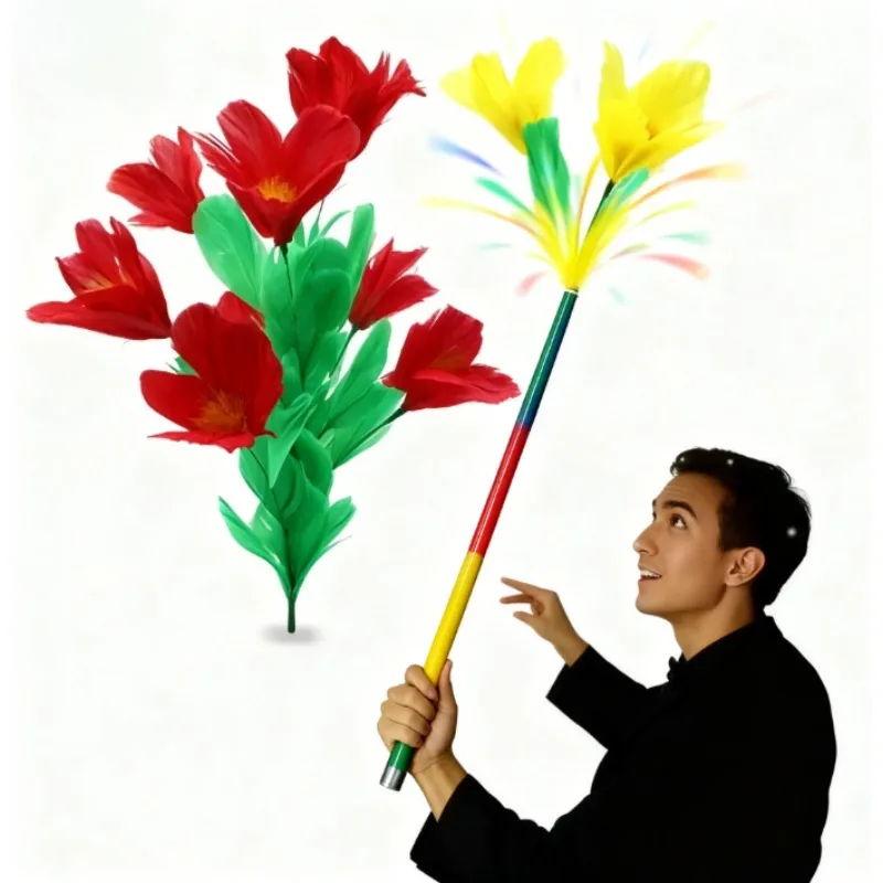 Professional Wand to Flowers Magic - Instant Cane to Roses Transformation Stage Magic Tricks Props Gimmicks Magician