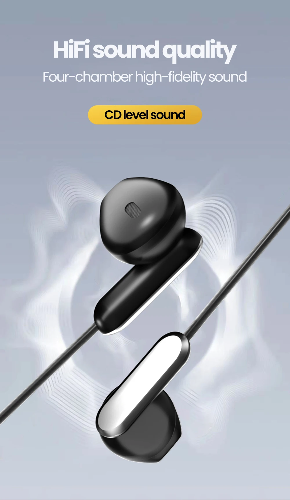 3.5mm/Type-C Wired Headphones Over Ear HiFi Call Wire Control Earphones With Mic Headsets For Cellphones Tablet Laptop Earbuds