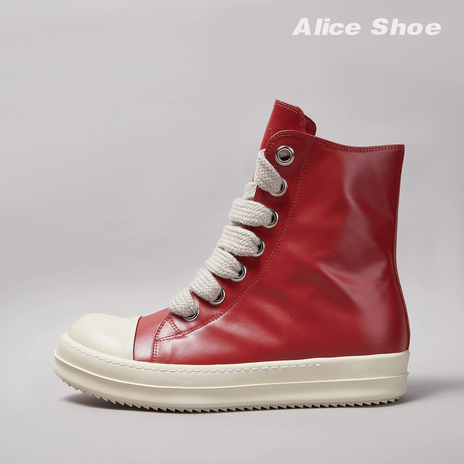 Designer Women Ankle Boot Casual High Top Men Sneaker Quality Red  Jumbo Lace-up Leather icks Luxury Zipper ow-en Street Trainer