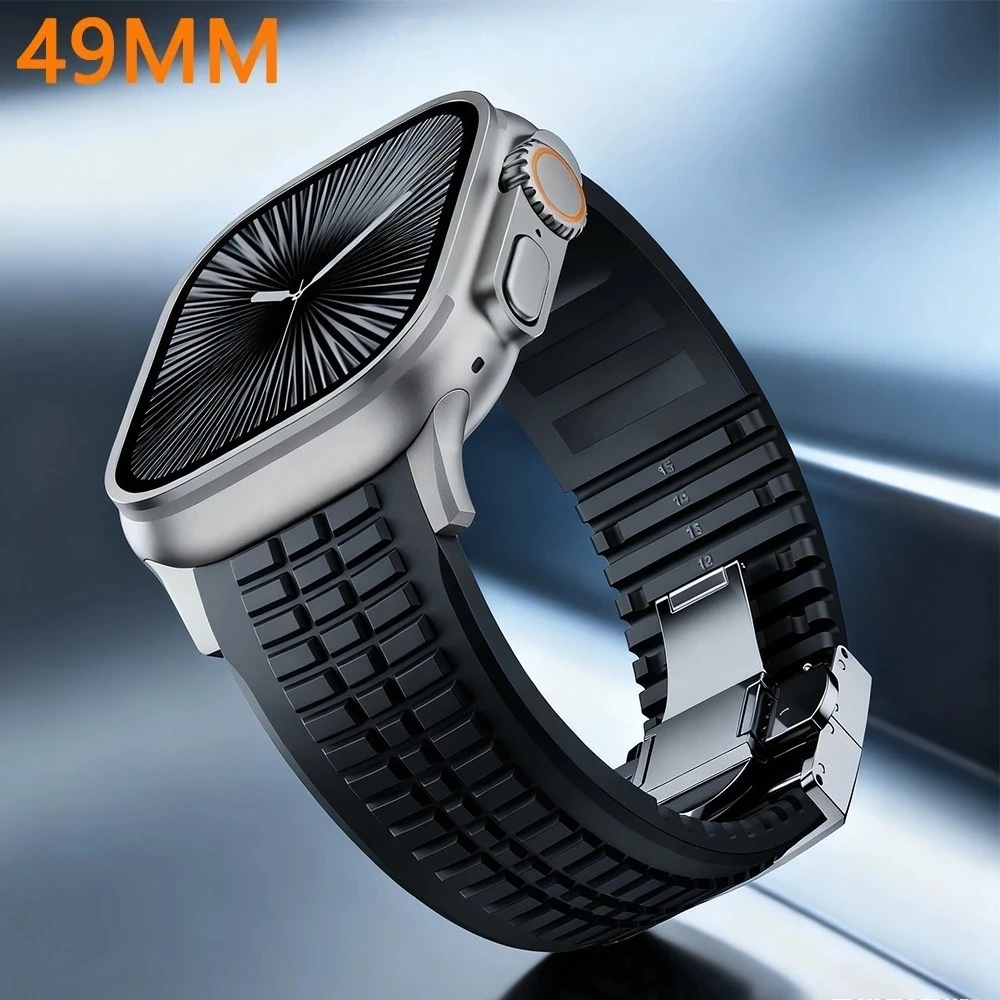 

Ультра силиконовый ремешок для Apple Watch Ultra 3 2 49 мм серии 11 10 9 8 7 Se 6 Мужской спортивный ремешок для Iwatch 46 мм 44 мм 45 мм Регулируемый
