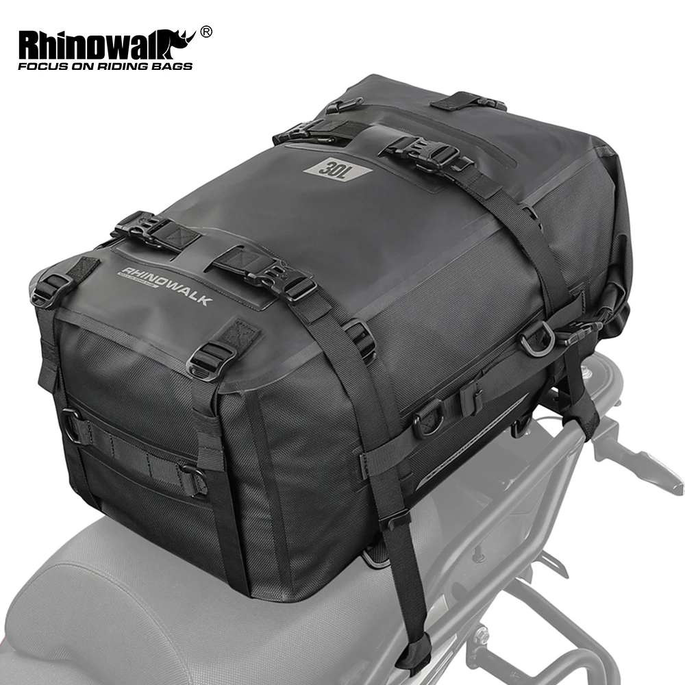 Rhinowalk Motorcycle Rear Seat Bag Waterproof Bag 8L 15L 30L Motorbike Tail Bag Universal Travel Pannier Saddle Bag Accessories