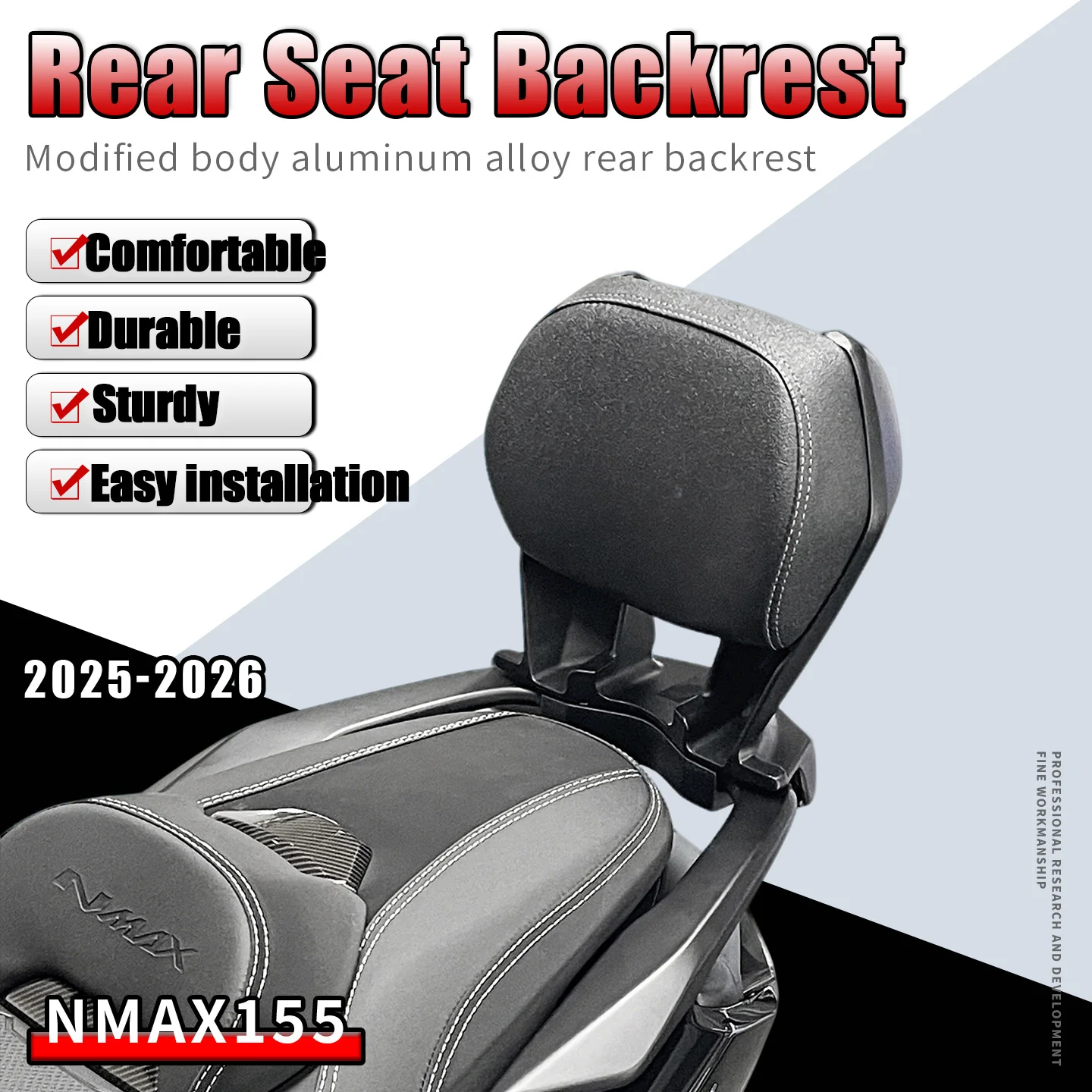 For NMAX155 N MAX 155 2025 2026 Motorcycle Rear Seat Backrest Passenger Seat Cushion Luggage Safety Rack Accessories