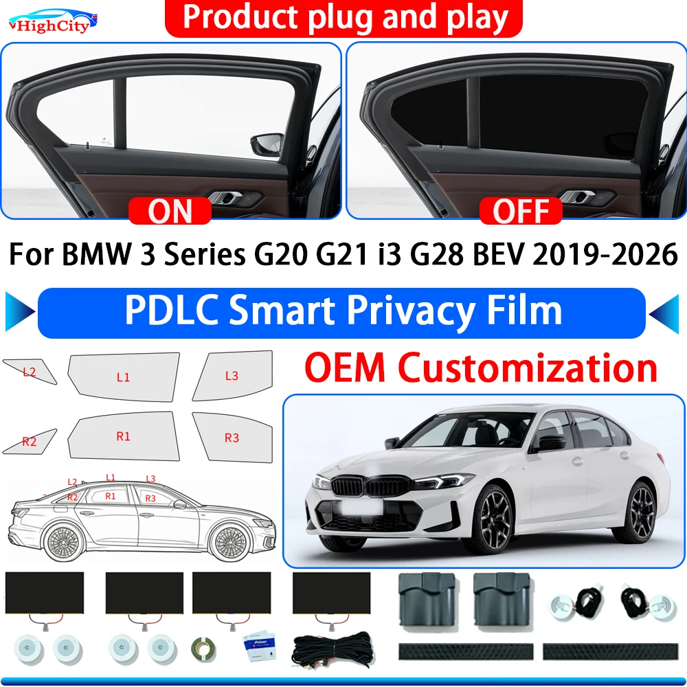 For BMW 3 Series G20 G21 i3 G28BEV 2019-2026 Electric Smart Privacy Film Polymer Dispersed Liquid Crystal Film Glass Window Tint