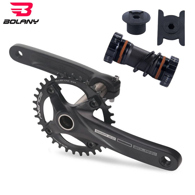 

BOLANY Bicycle Crankset 170mm 104BCD Mountain Bike Crank Chainring with BB68 Bottom Bracket 34T 36T MTB Single Disc Cranks