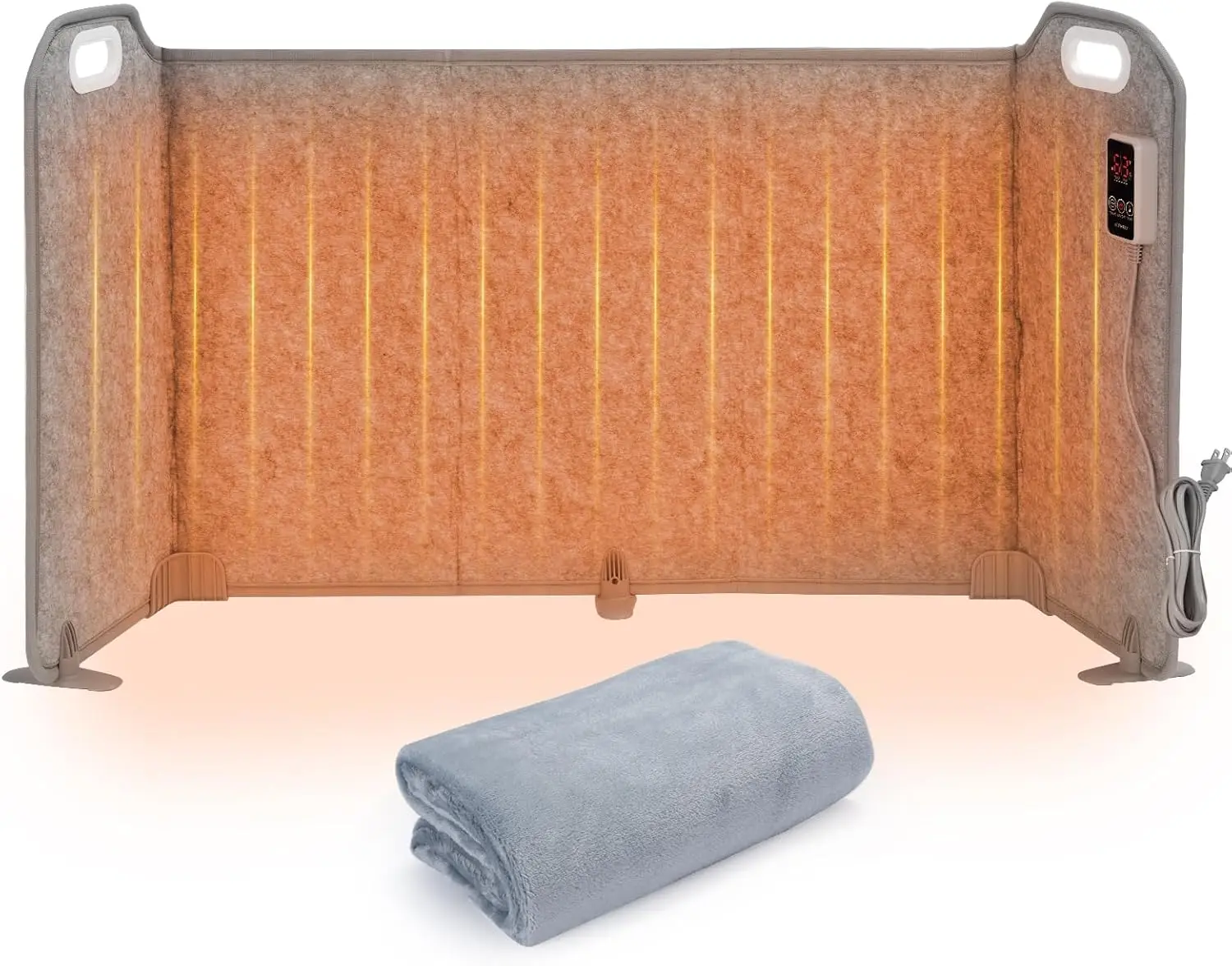 

Foldable Under Desk Heater with Blanket, 5-Fold Plus Size, 8 Temp Levels, Timer & Digital Display, Safe Portable for Office Home