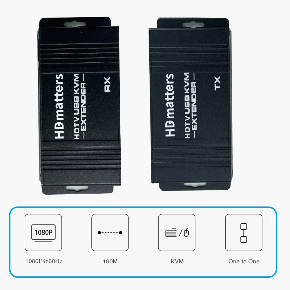 HDMI KVM Extender Over Cat5e/6 Cable up to 50M USB 2.0 KVM HDMI Extender with HDMI Loop Out for PC Laptop Monitor 1080P&POC