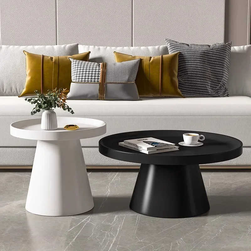 European Unique Coffee Table Living Room Trendy Round Coffee Table Storage Minimalist Table Basse Luxe Furniture Supplies