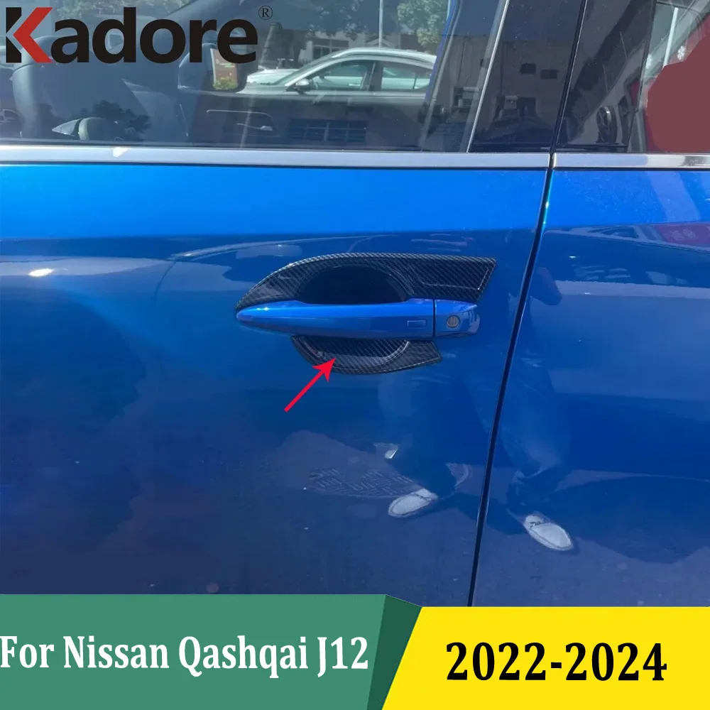 

For Nissan Qashqai J12 2022 2023 2024 Black Side Door Handle Bowl Cover Trim Car Styling Exterior Accessories