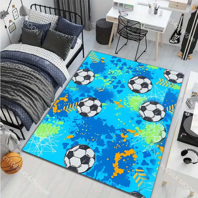 1PC Football Pattern Carpet for Living Room Bedroom Sofa Home Decor Rus Non-slip Floor Mat Luxury Gift Multiple Sizes