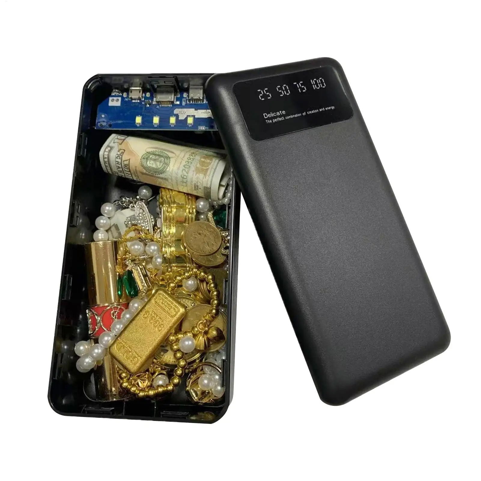 Secret Stash Hiding Compartment Safe Disguised Hiding Compartment Power Bank Shape Valuable Storage Box For Jewelry Key Ring