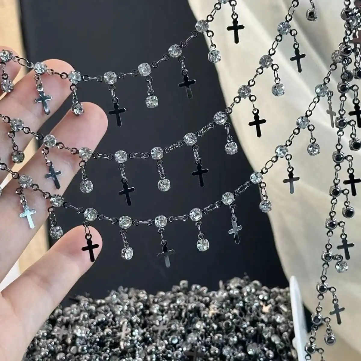 Cross Three Claw Diamond Dangling Diamond Copper Chain DIY Bracelet Necklace Decorative Chain Jewelry Making Making Chain