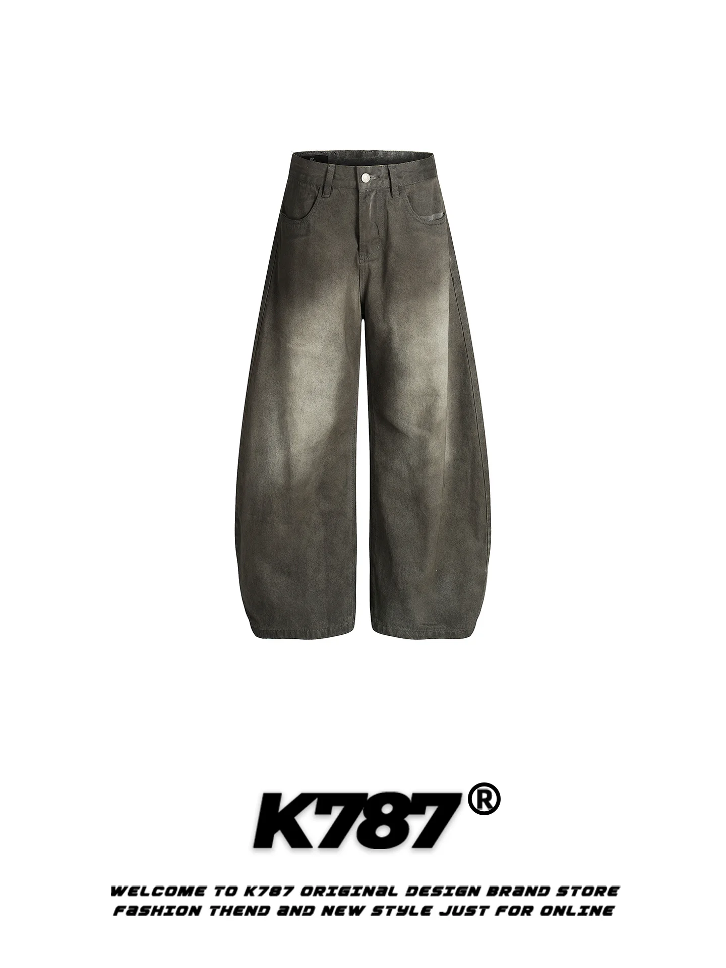 

Джинсы K787 в американском винтажном стиле, широкие, с эффектом потертости, с высокой талией, унисекс, повседневные, свободного кроя, из смесового хлопка и полиэстера