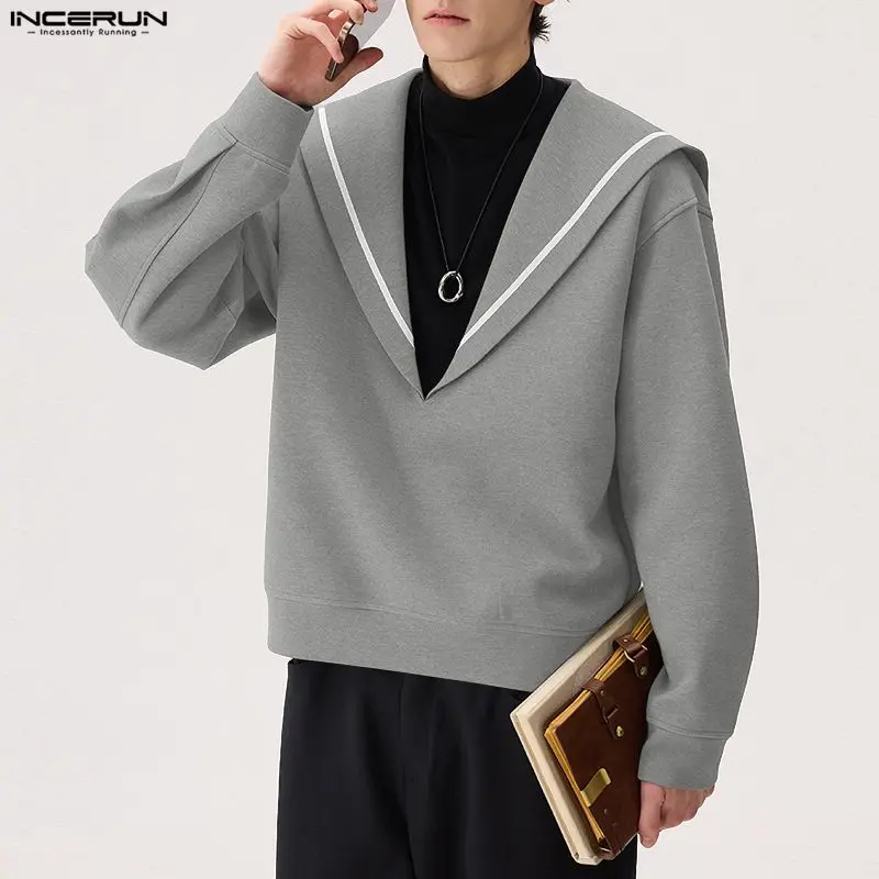 

Мужская рубашка INCERUN, лоскутная, с воротником-стойкой, с длинным рукавом, свободного кроя, уличная одежда, 2026, в корейском стиле, модные топы, мужские рубашки