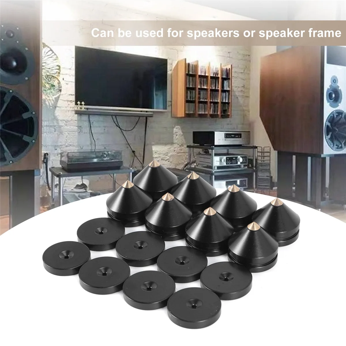 

ABNRR 8Sets Speaker Stand Feet Foot Pad Aluminium Alloy Metal (NOT Natural Wood ) Spikes Cone Floor Foot Nail M23X20