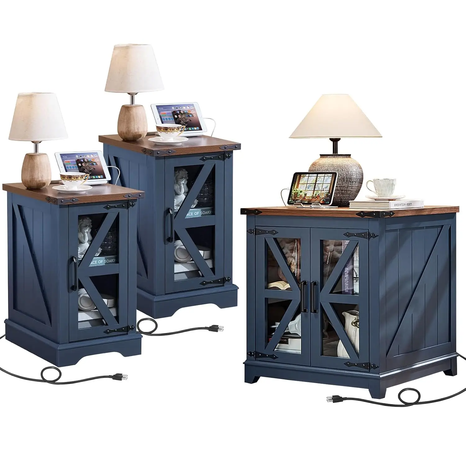 End Table Set 3 With Charger Night Stand 24