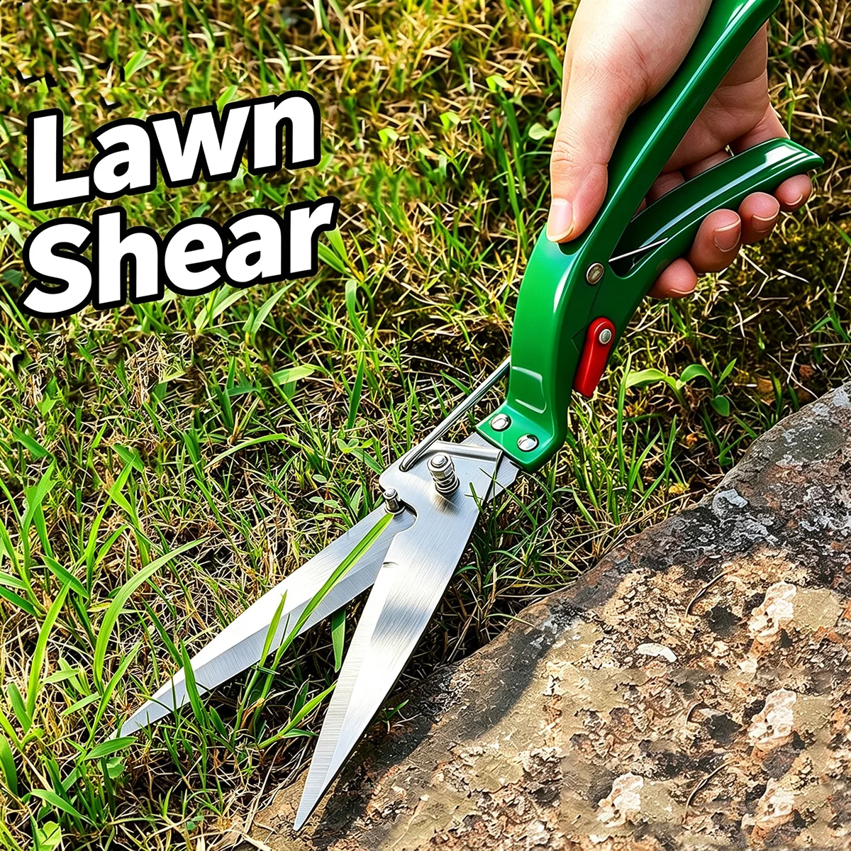 Tesoura de Grama em Aço Inoxidável com Mola, Cortador de Gramado Portátil para Economia de Esforço, Ideal para Jardinagem no Quintal, Poda de Cerca Viva e Capina de Jardim