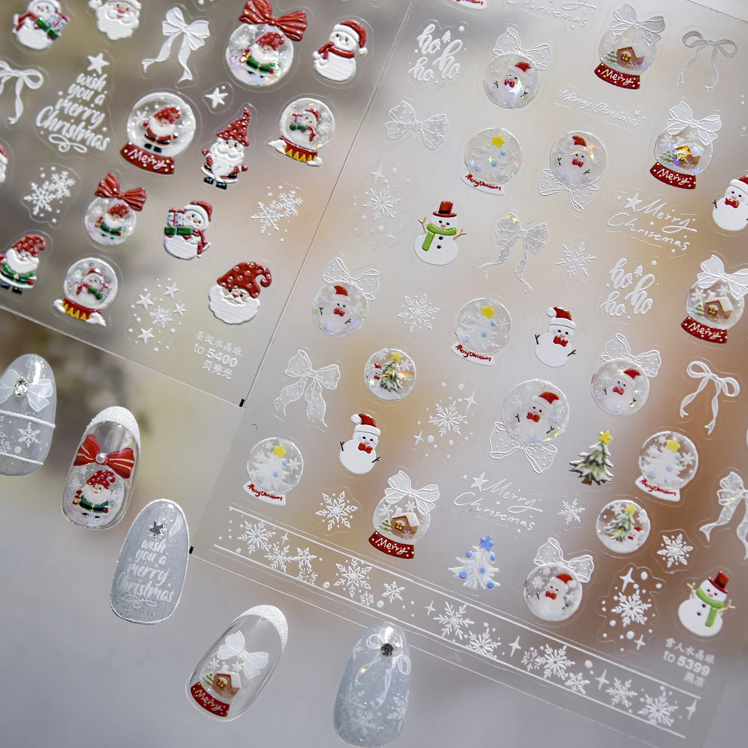 

Christmas Nails Stickers Santa Claus Snowflake Crystal Ball Cute Adhesive Nail Art Accessories Stickers DIY Manicure Parts Decal