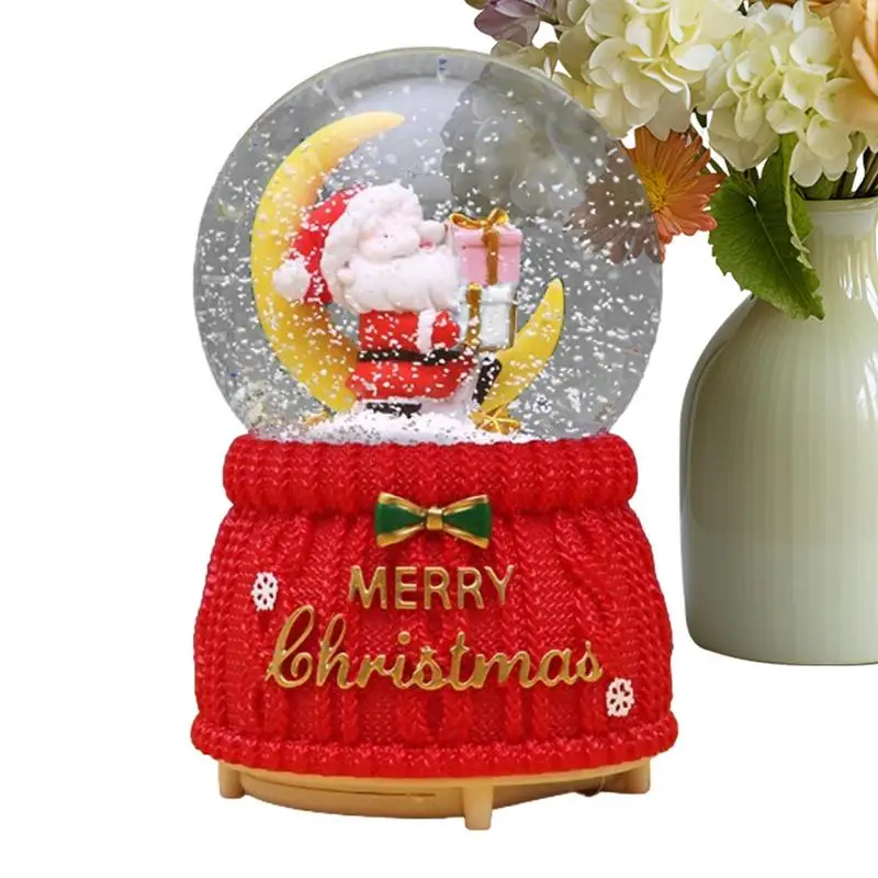 

Musical Snow Globe Merry Christmas Swirling Glitter Cartoon Water Globe Merry Christmas Glitterdome Hand Painted Lighted Snow